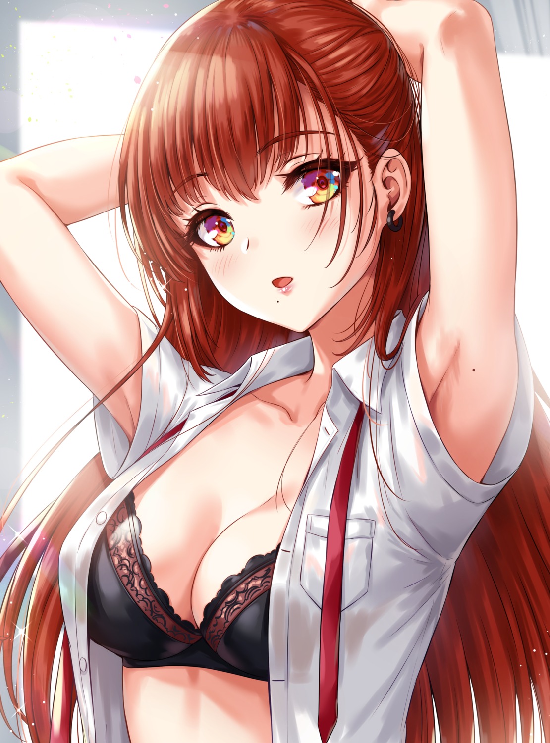 bra cleavage open_shirt sakiyamama seifuku