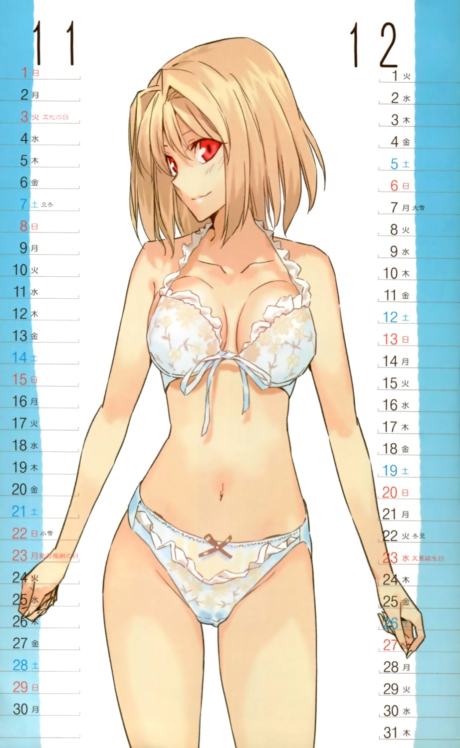 arcueid_brunestud bra calendar cleavage morii_shizuki pantsu scanning_artifacts tsukihime
