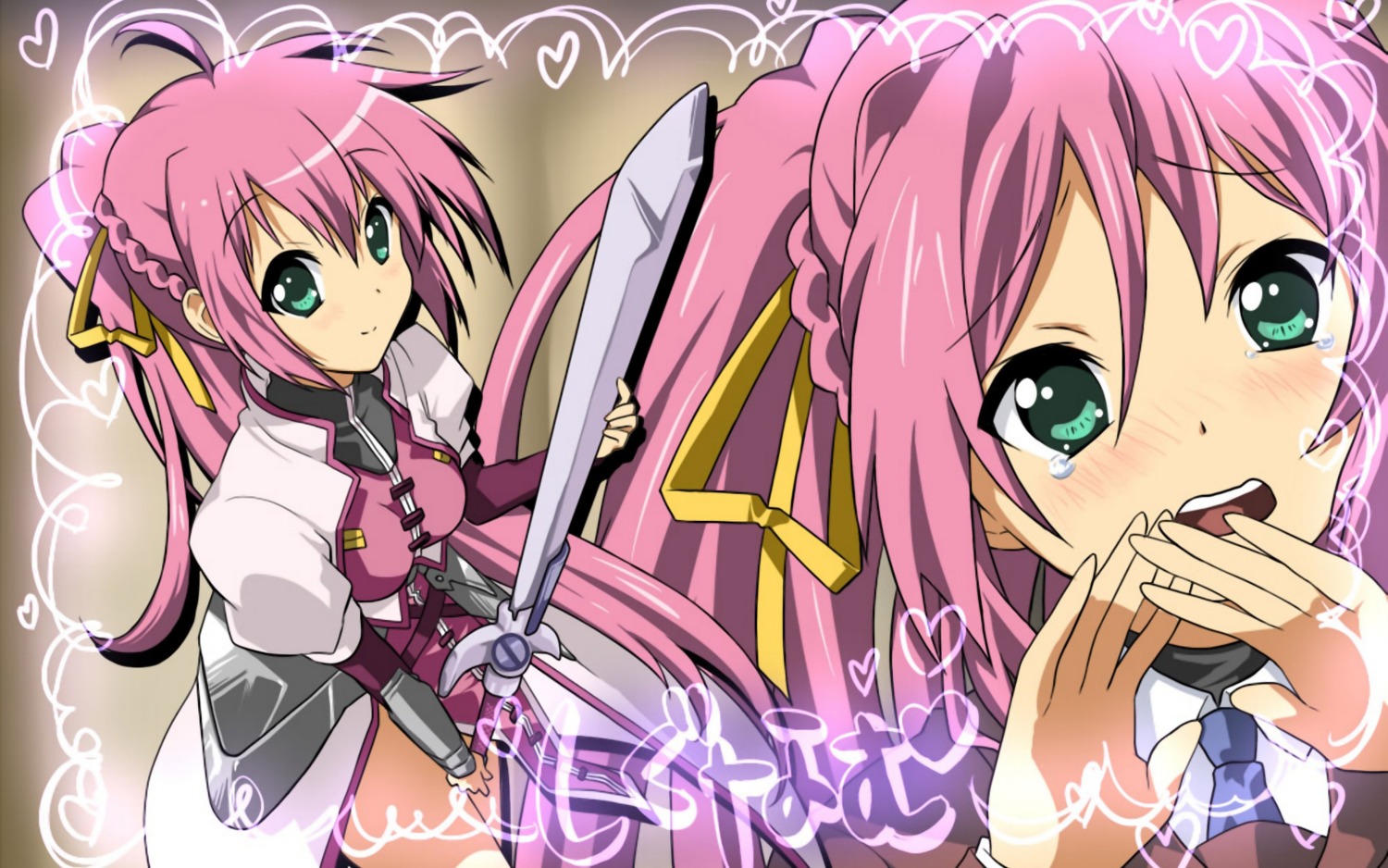 467 k-on! mahou_shoujo_lyrical_nanoha mahou_shoujo_lyrical_nanoha_strikers parody signum sword wallpaper