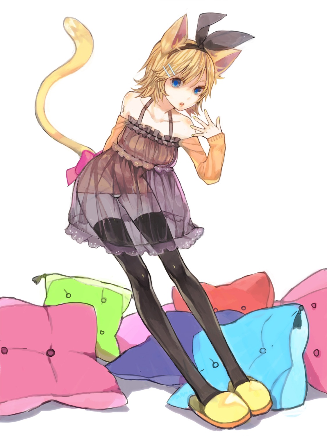 animal_ears kagamine_rin nekomimi pantsu see_through sono tail thighhighs vocaloid