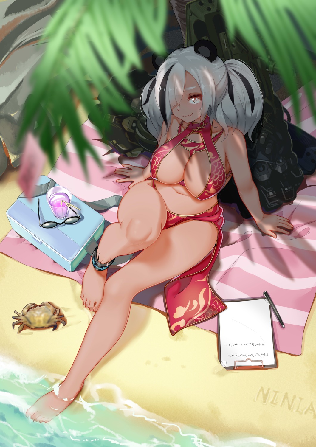 arknights bikini erect_nipples feater_(arknights) feet ninai swimsuits wet