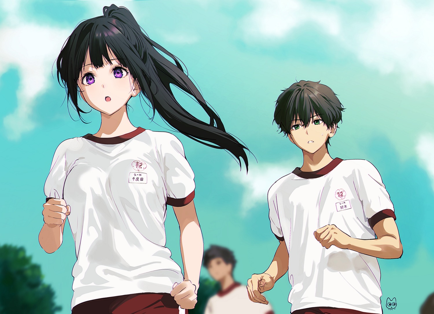 chitanda_eru gym_uniform hyouka mery_(yangmalgage) oreki_houtarou