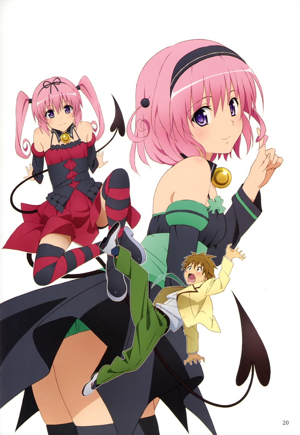 dress gothic_lolita lolita_fashion momo_velia_deviluke nana_asta_deviluke pantsu tail thighhighs to_love_ru yuuki_rito