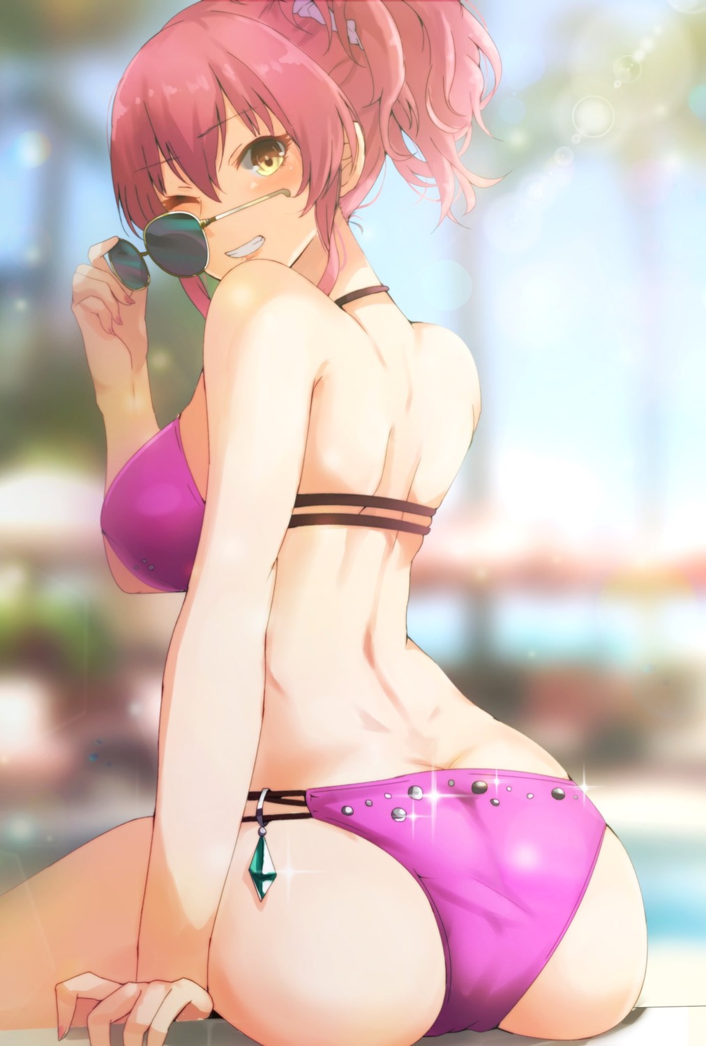 ass bikini jougasaki_mika megane ryuu. swimsuits the_idolm@ster the_idolm@ster_cinderella_girls