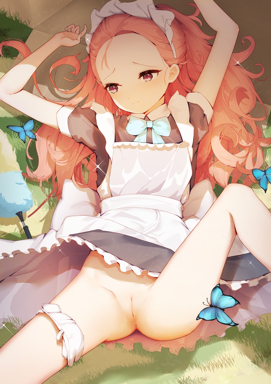 anus blue_archive hanaoka_yuzu loli maid pantsu panty_pull pussy skirt_lift uncensored wzwj4738