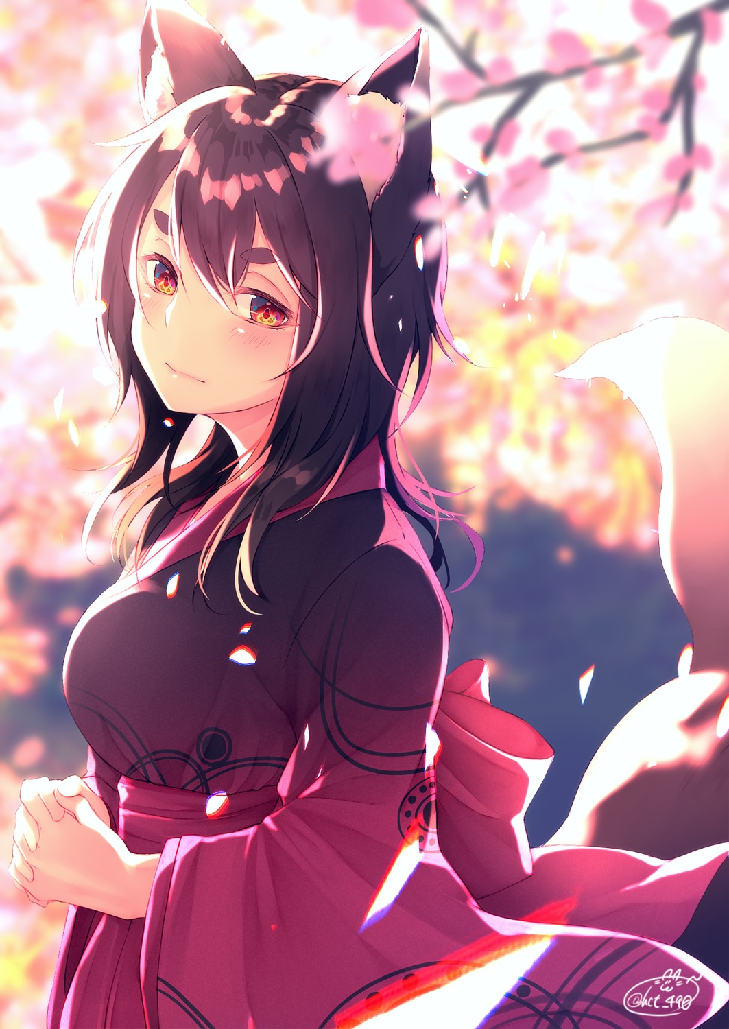 animal_ears chita_(ketchup) kimono kitsune tail