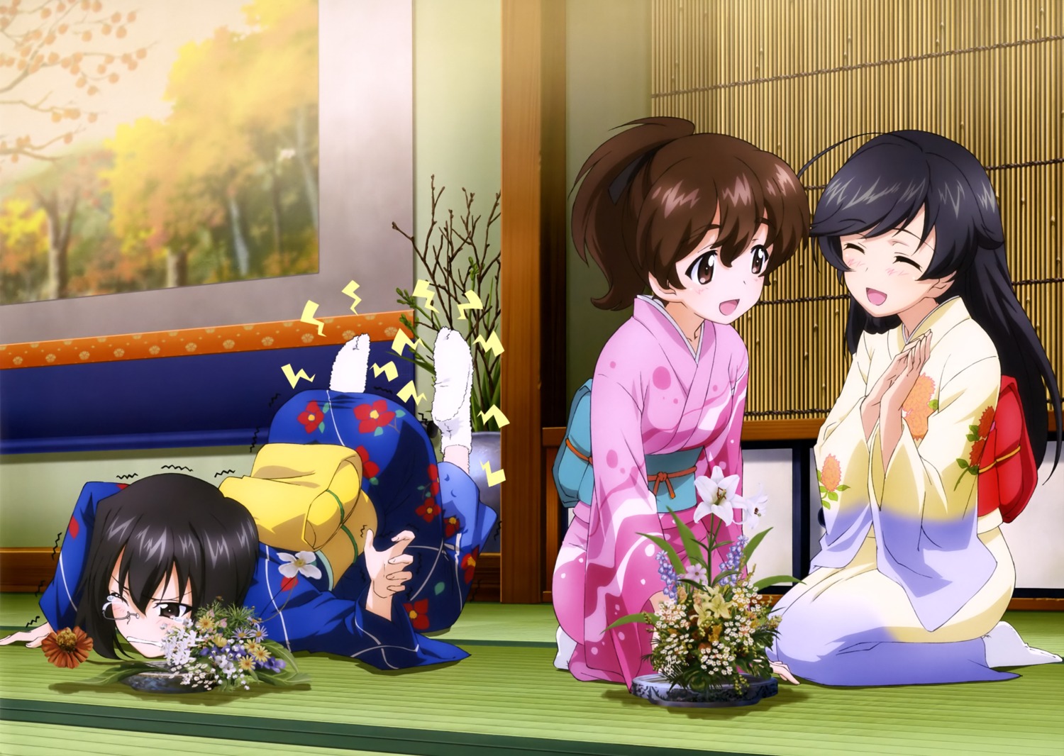 girls_und_panzer isuzu_hana kawashima_momo kimono koyama_yuzu megane yoshida_nobuyoshi