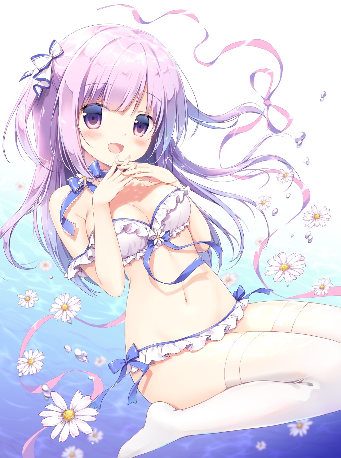 bikini breast_hold miyasaka_nako sayaka_(canvas+garden) swimsuits thighhighs