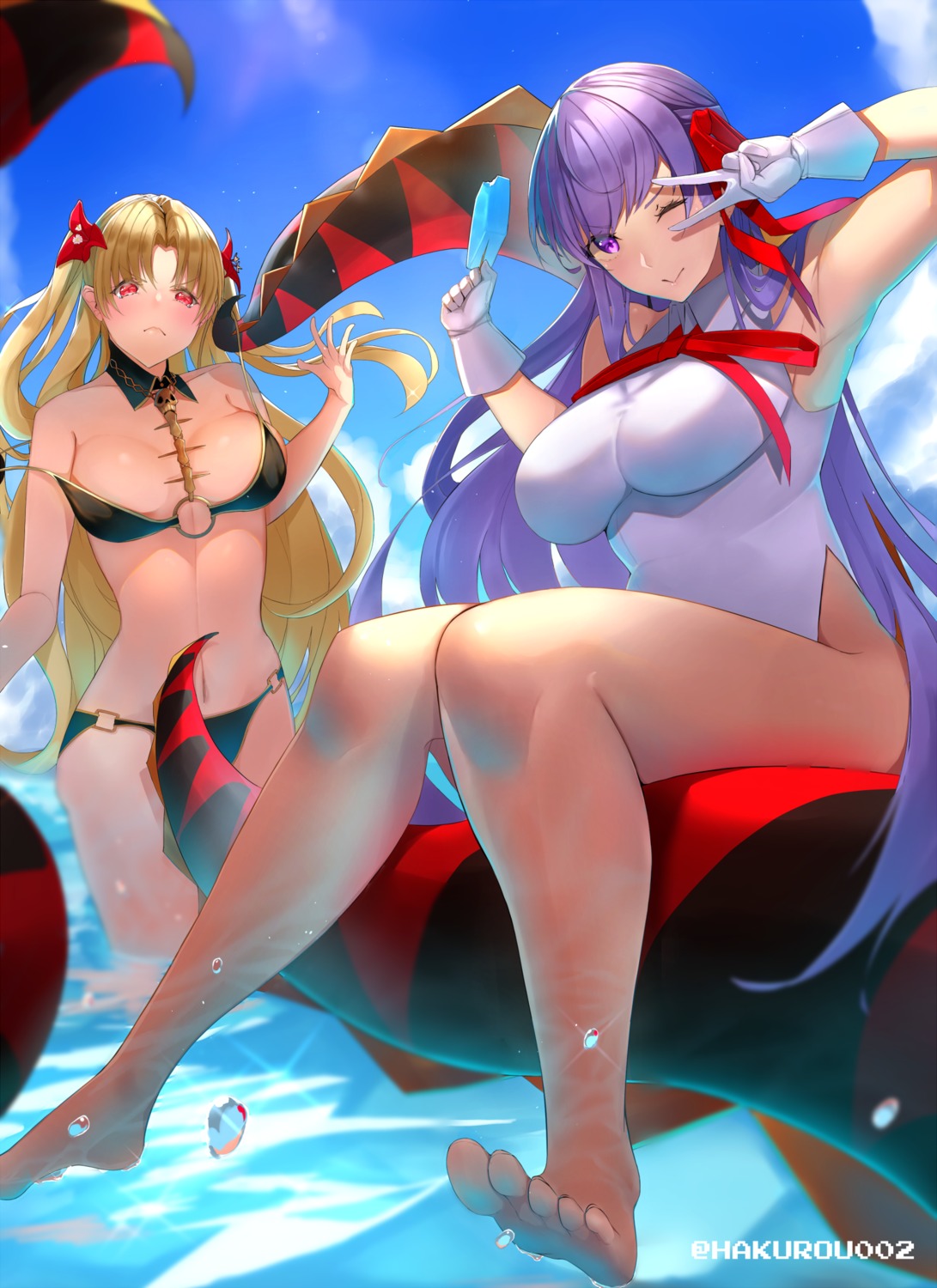 bb_(fate/extra_ccc) bikini ereshkigal_(fate/grand_order) fate/extra fate/extra_ccc fate/grand_order fate/stay_night gedou_hakurou pointy_ears swimsuits tentacles wardrobe_malfunction wet