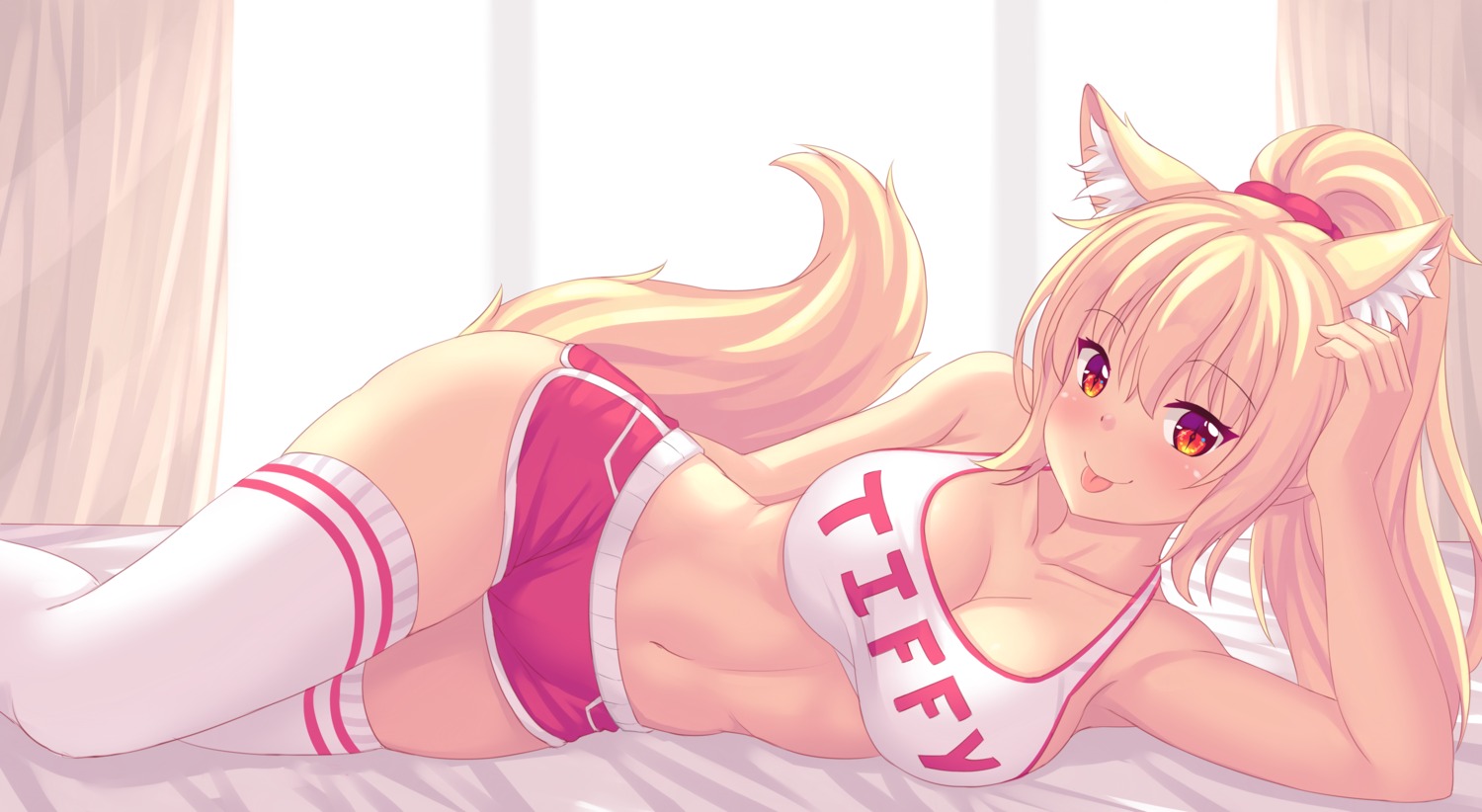 animal_ears cleavage fast-runner-2024 tail thighhighs tiffy