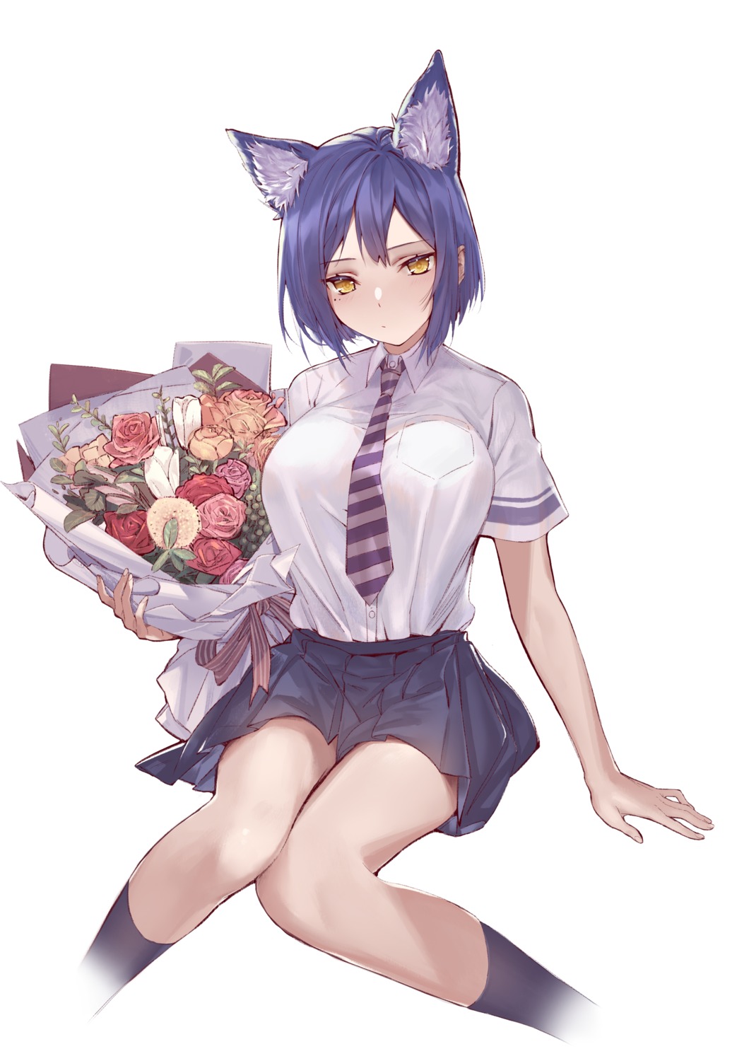 animal_ears nekomimi nijisanji nishiro_ryoujin seifuku shizuka_rin