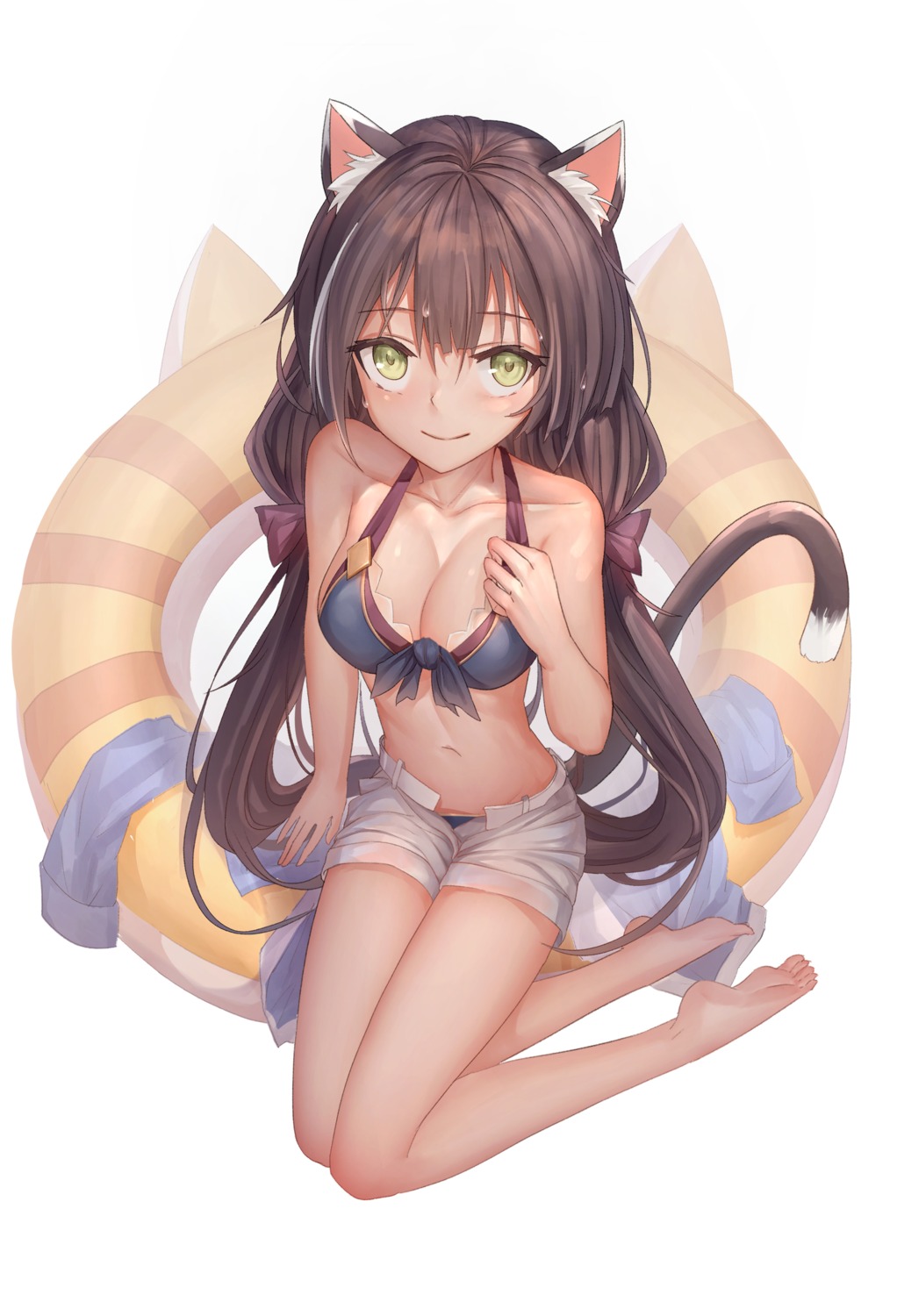 animal_ears bikini bkyuuc breast_hold cleavage feet karyl_(princess_connect) nekomimi princess_connect princess_connect!_re:dive see_through swimsuits tail wet_clothes