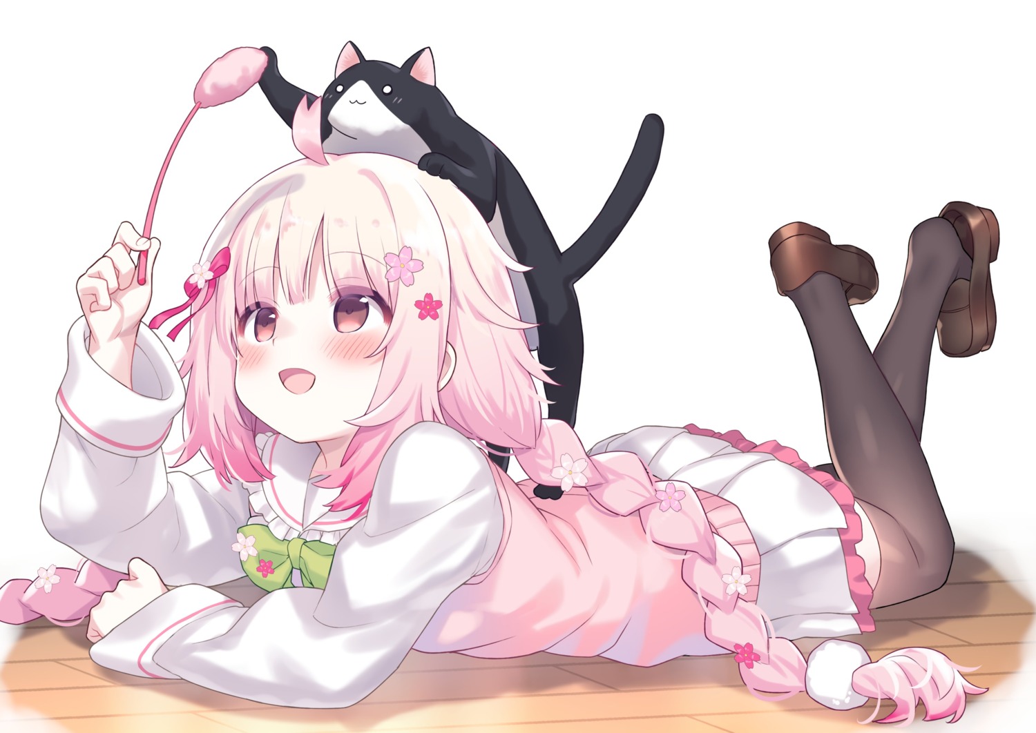 hiraga_matsuri neko seifuku sweater thighhighs