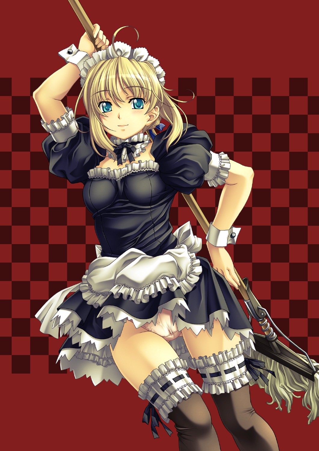 chou_yoriyuki fate/stay_night maid pantsu saber thighhighs