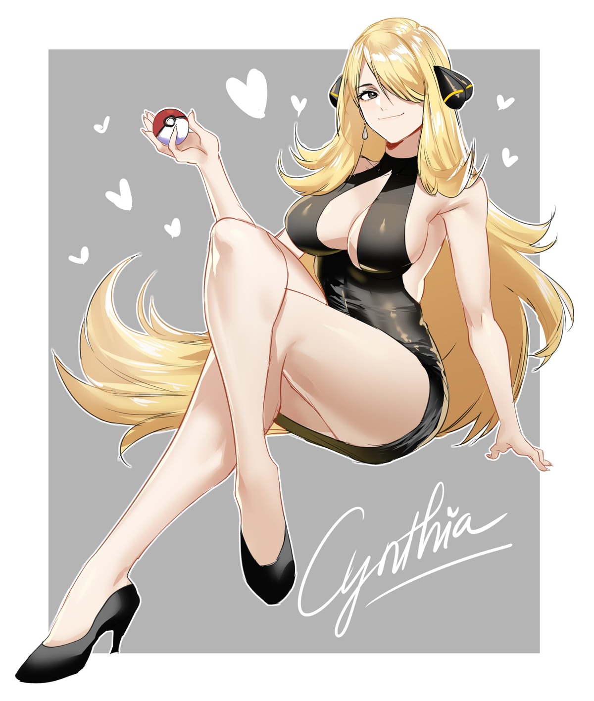 dress hanny_(uirusu_chan) heels no_bra pokemon pokemon_bdsp pokemon_dppt shirona_(pokemon)