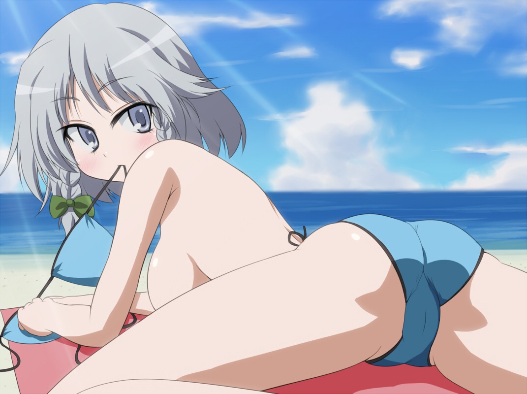 ass bikini cameltoe izayoi_sakuya masara swimsuits topless touhou