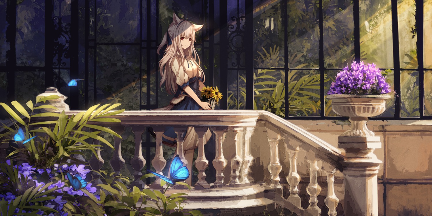 animal_ears dress landscape sagiri_(ulpha220)