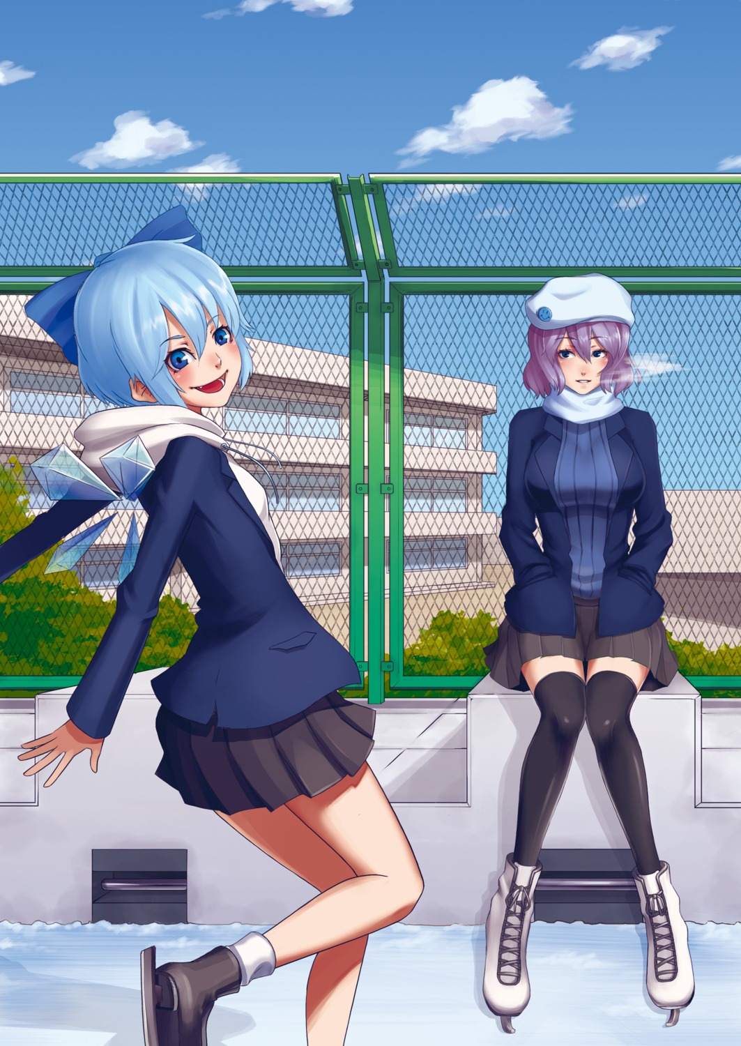 cirno letty_whiterock seifuku thighhighs touhou yuuten