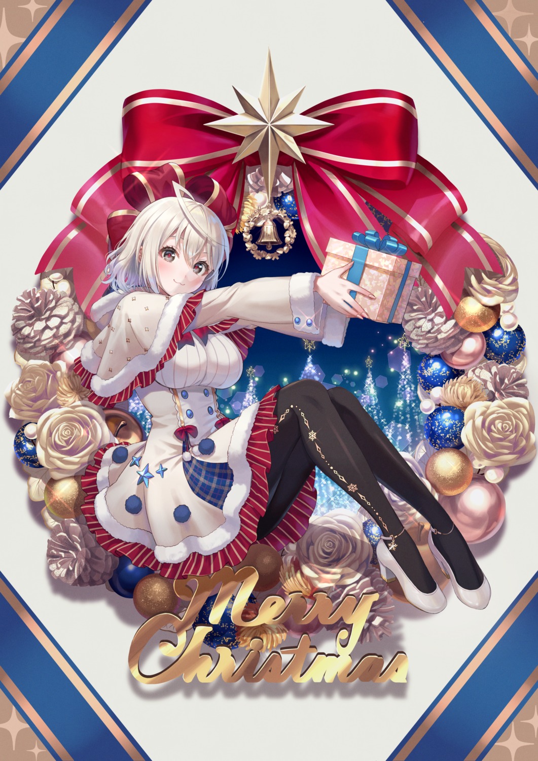 christmas dress heels kuze_kaname pantyhose skirt_lift