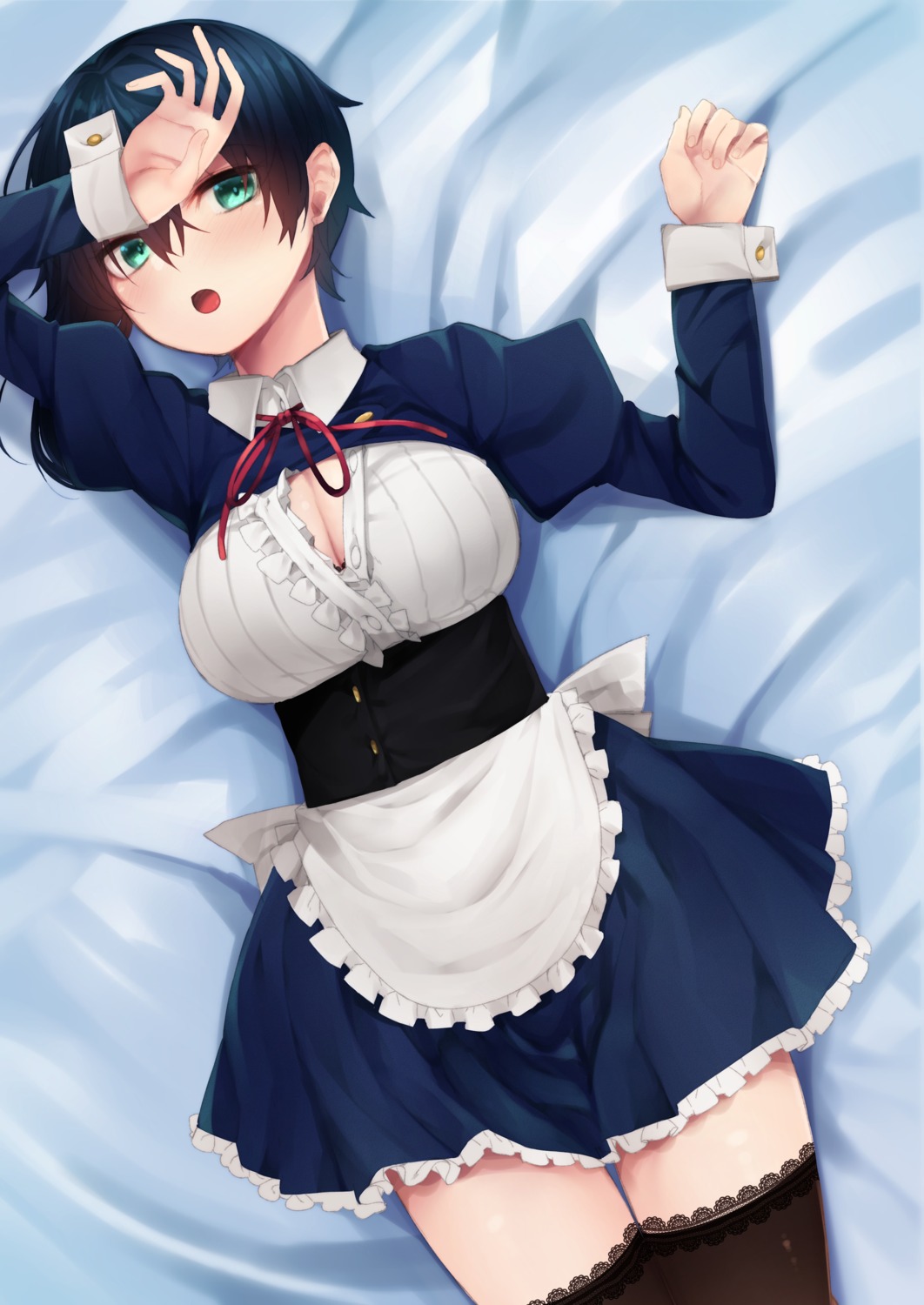 cleavage maid nigo_(aozoragarou) open_shirt thighhighs