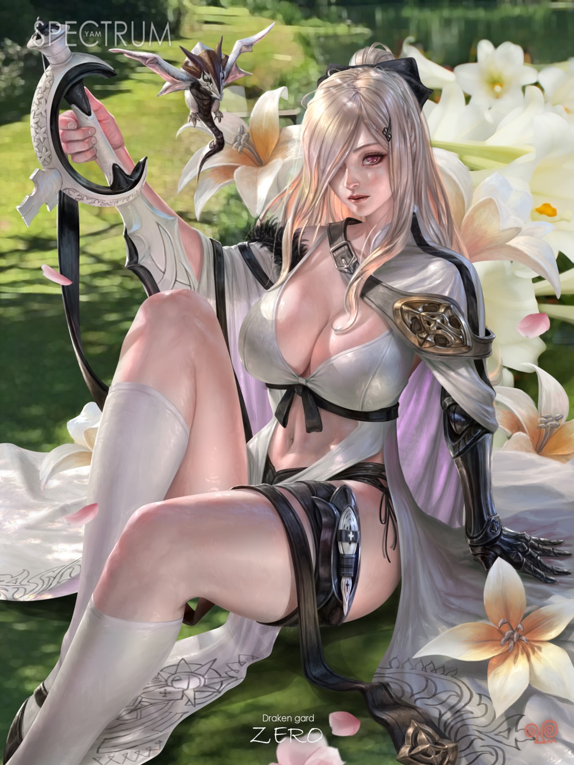 armor drakengard dress garter monster no_bra sword yam_spectrum zero_(drakengard)