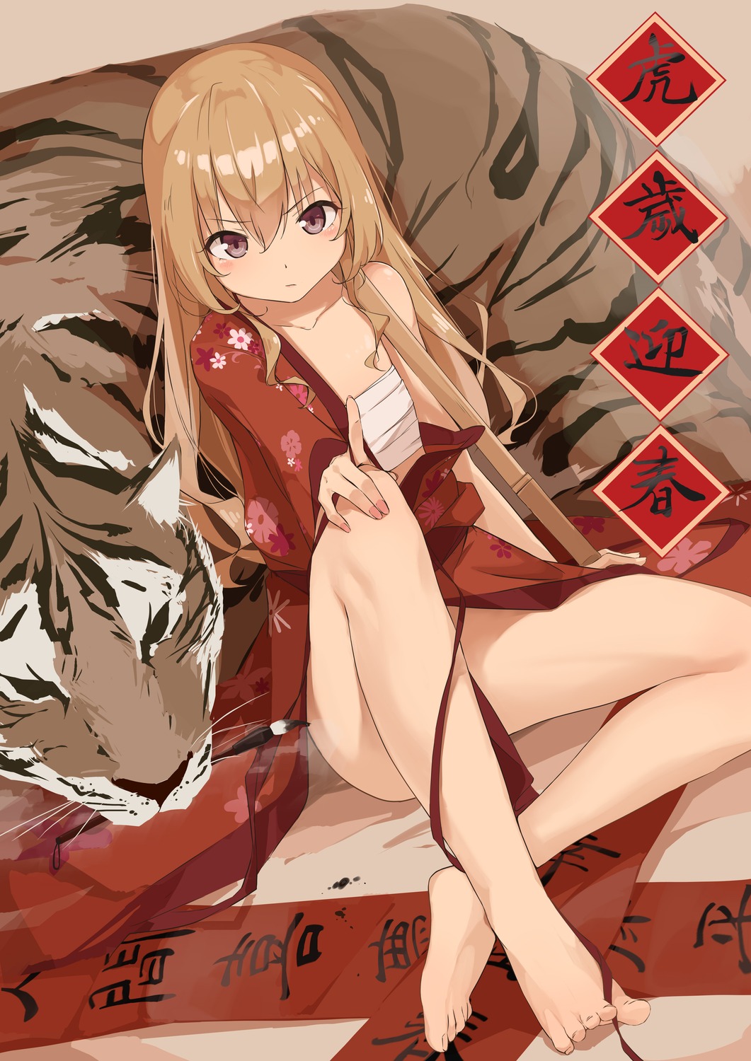 aisaka_taiga feet kimono open_shirt painnico sarashi skirt_lift toradora!