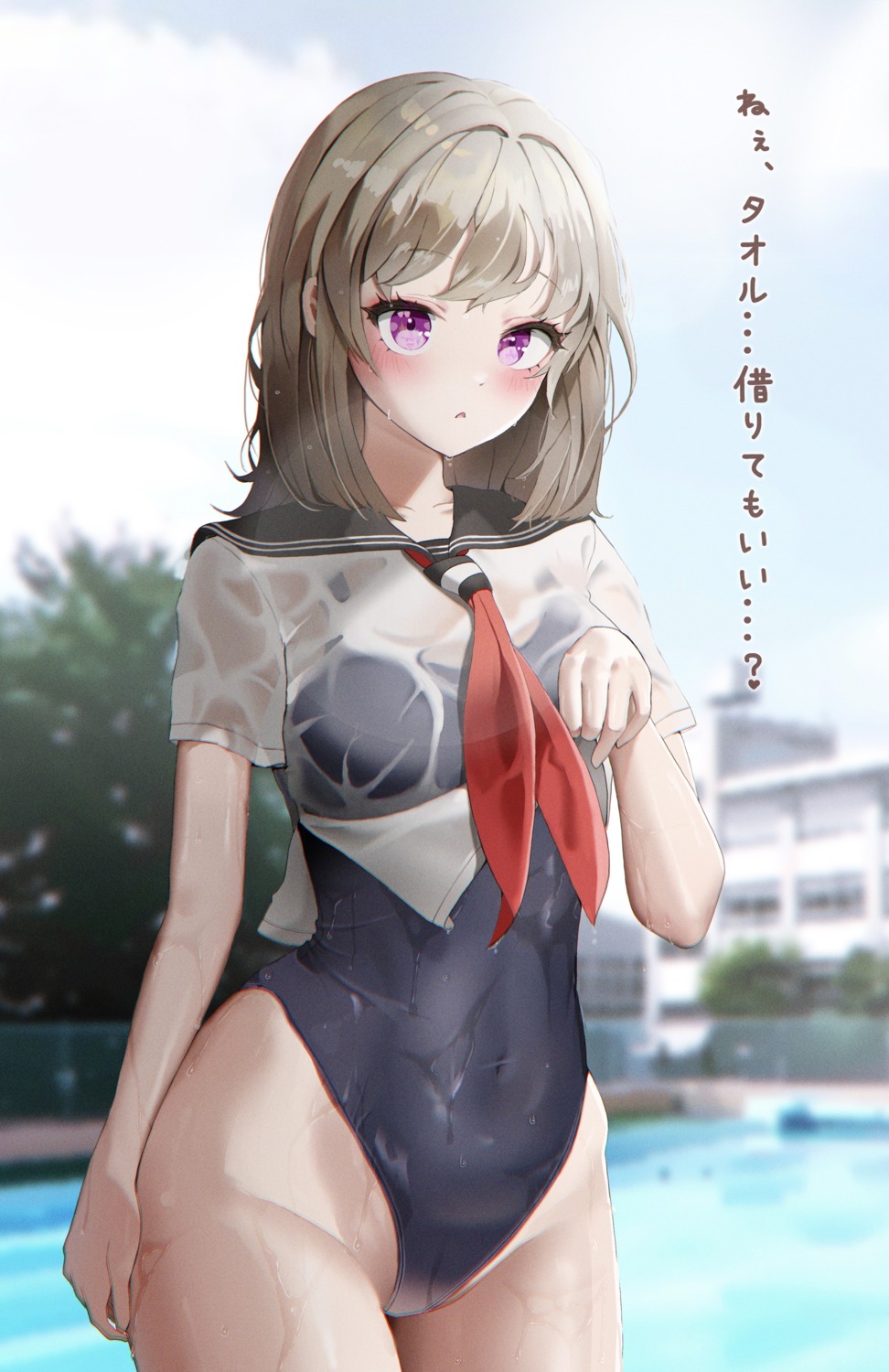 school_swimsuit see_through swimsuits wet wet_clothes yuchae