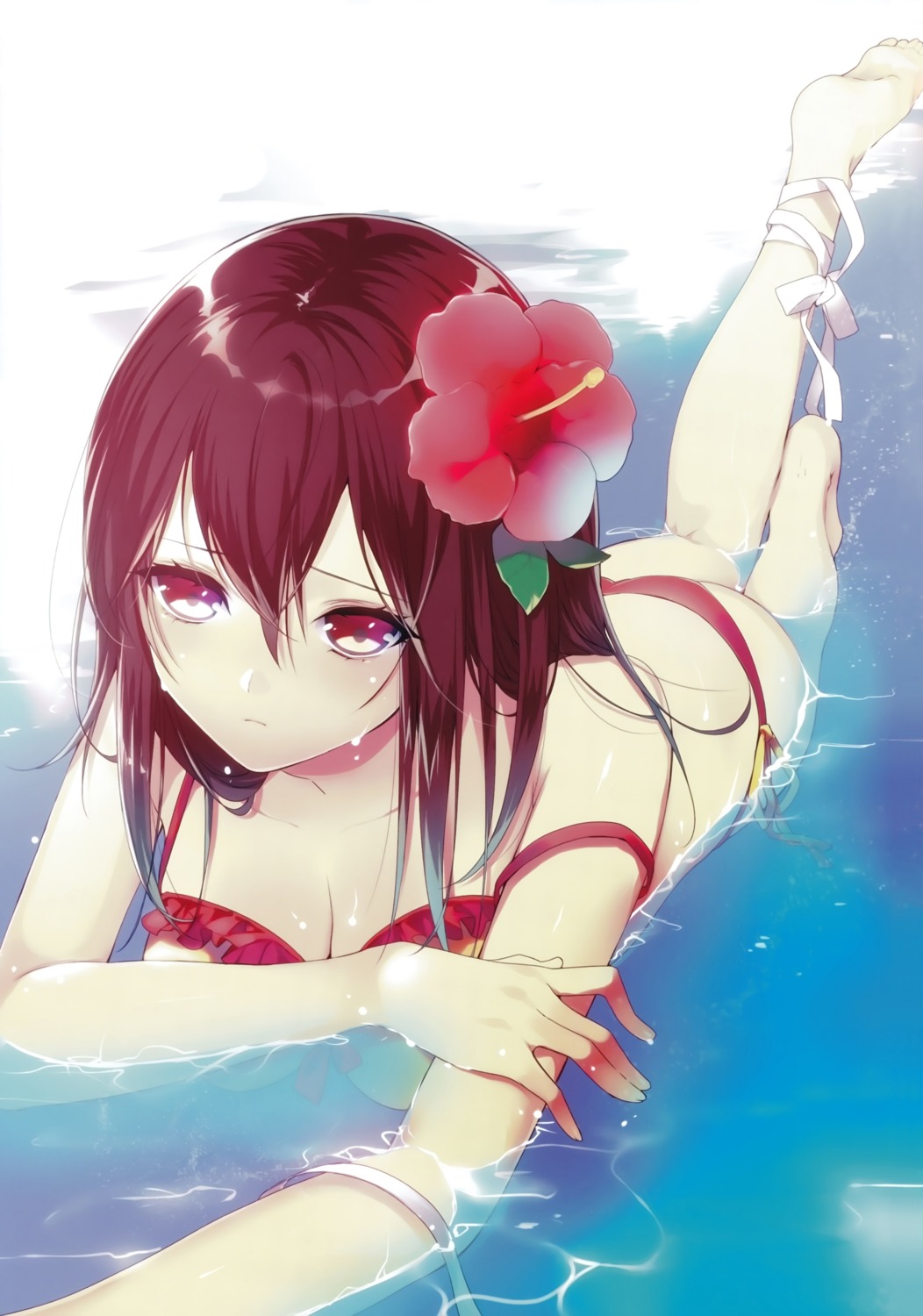 bikini cleavage himeragi_yukina manyako strike_the_blood swimsuits wet