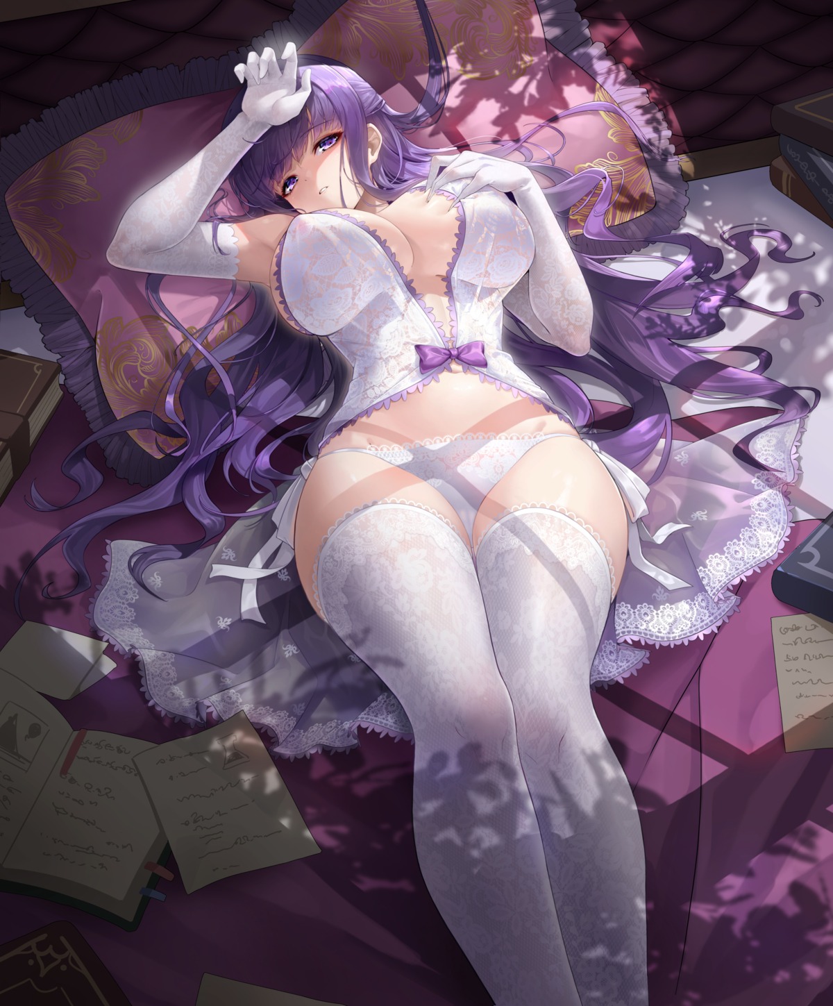 areola artist_revision cameltoe erect_nipples fern kiaji lingerie pantsu see_through sousou_no_frieren string_panties thighhighs thong