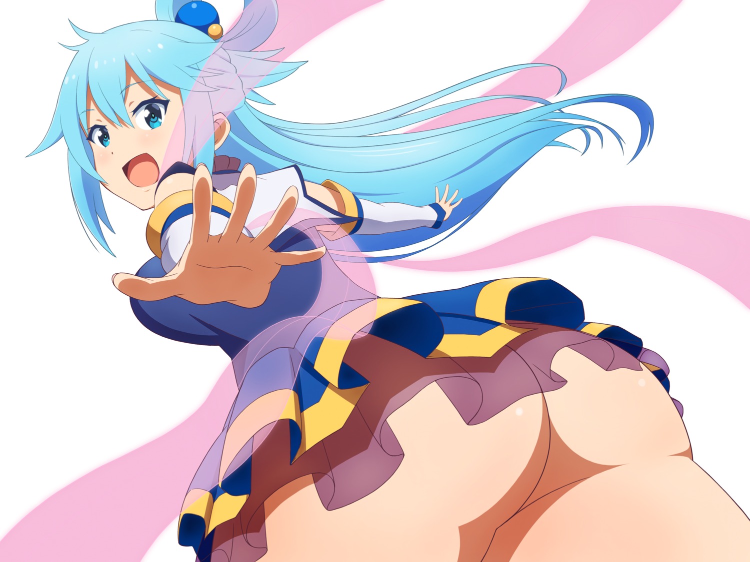 aqua_(konosuba) ass dress kono_subarashii_sekai_ni_shukufuku_wo! nopan see_through travesters