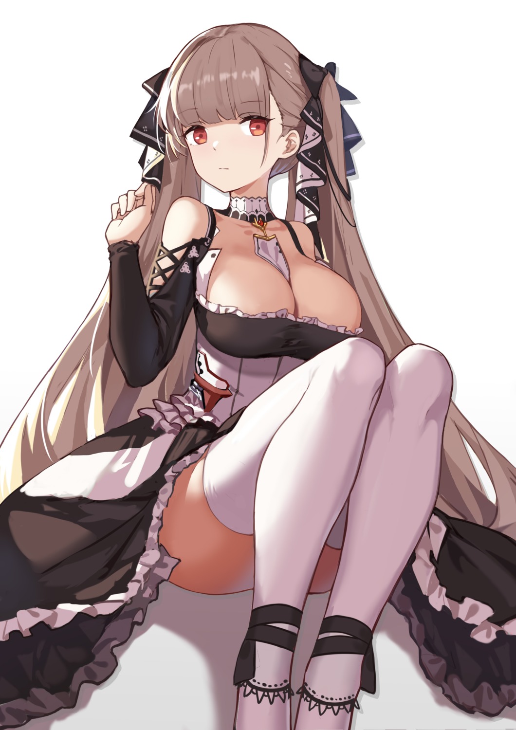 azur_lane cleavage devil-dantake dress formidable_(azur_lane) gothic_lolita lolita_fashion no_bra thighhighs