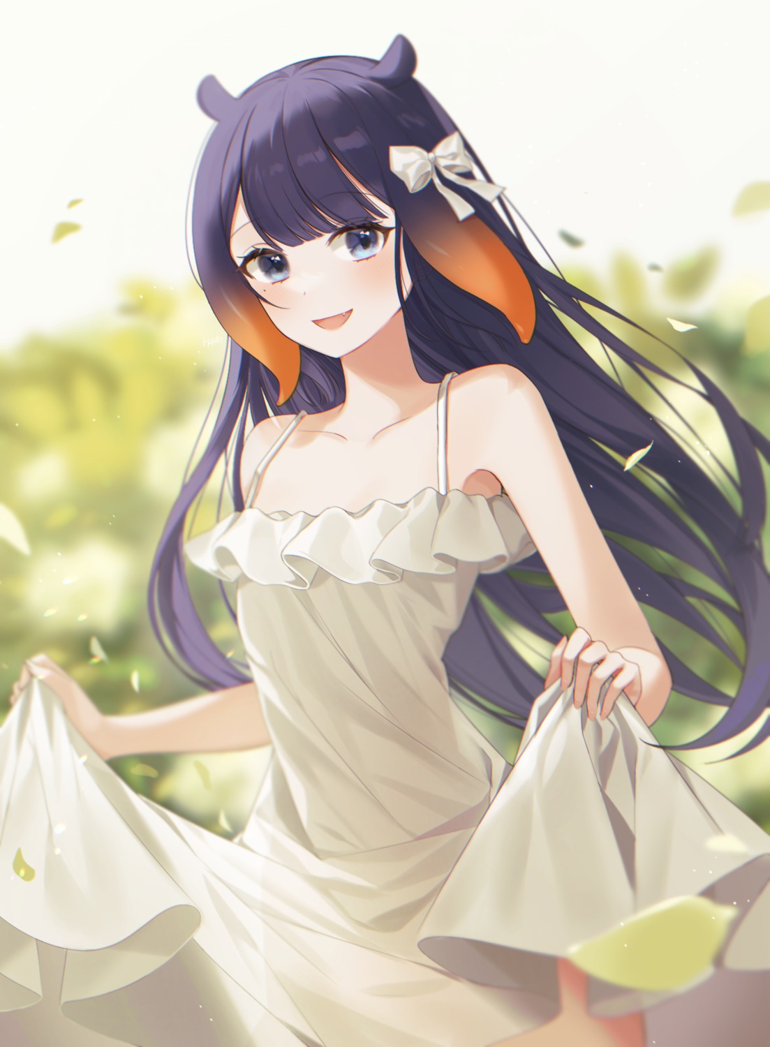 animal_ears dress hololive hololive_english nacho ninomae_ina'nis see_through skirt_lift summer_dress