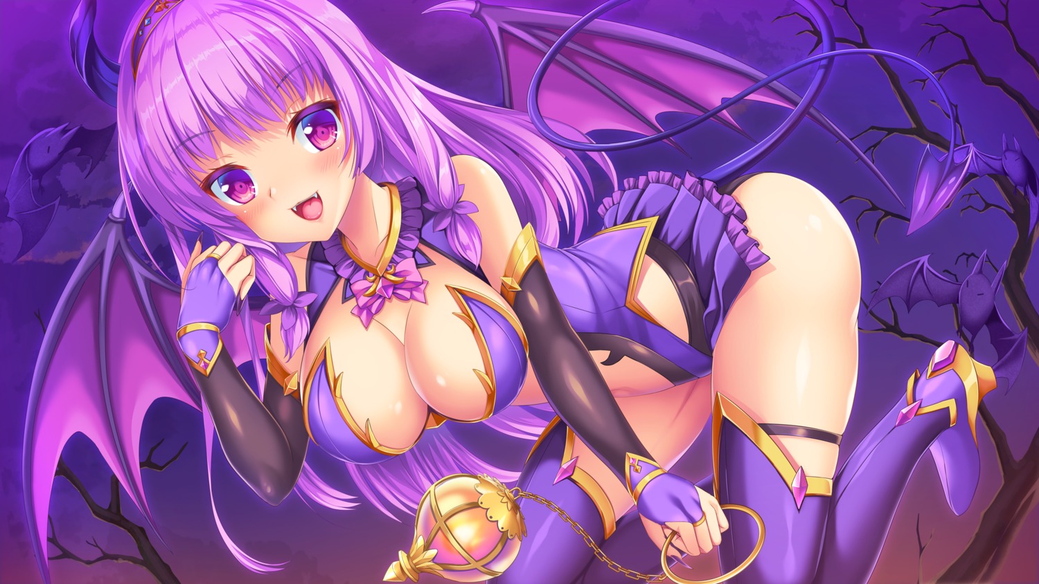 dress garter halloween heels horns no_bra stockings tail thighhighs umitonakai wings