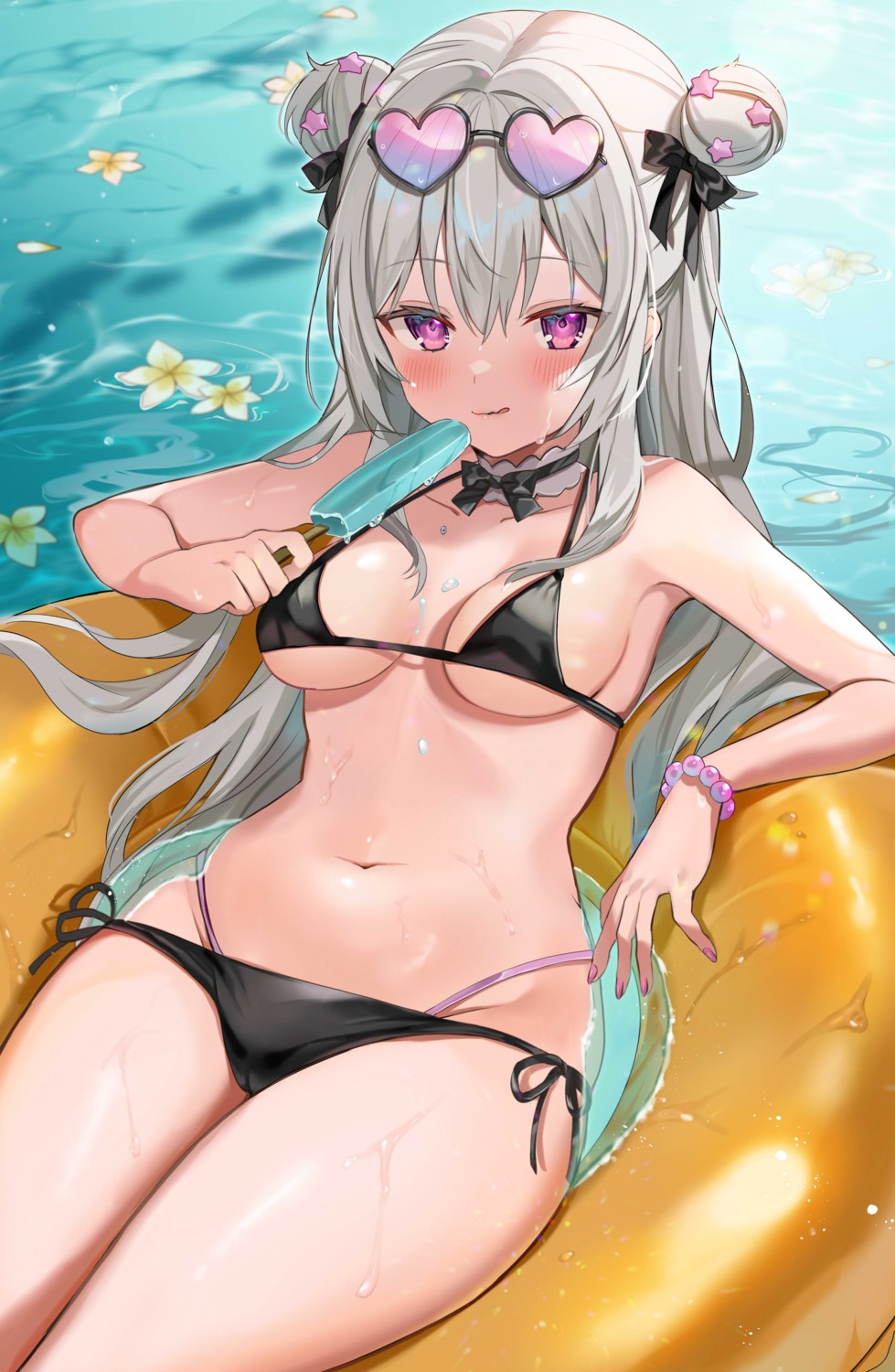 bikini cameltoe cream megane satoupote swimsuits wet