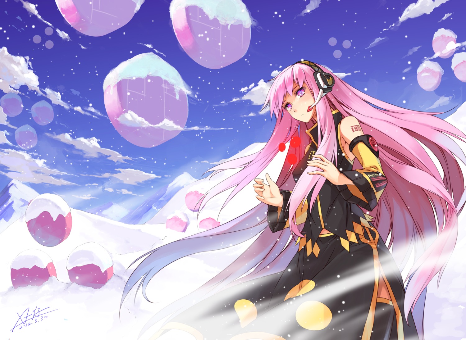 headphones megurine_luka tattoo thighhighs vocaloid x-boy