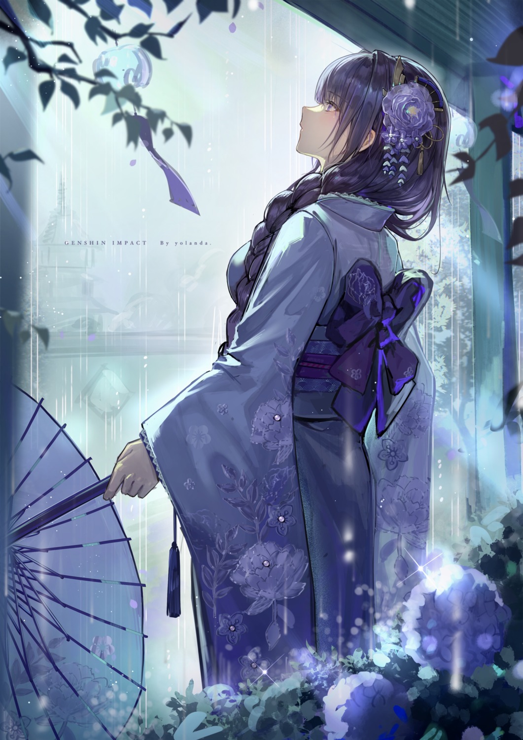 genshin_impact kimono raiden_shogun umbrella yolanda