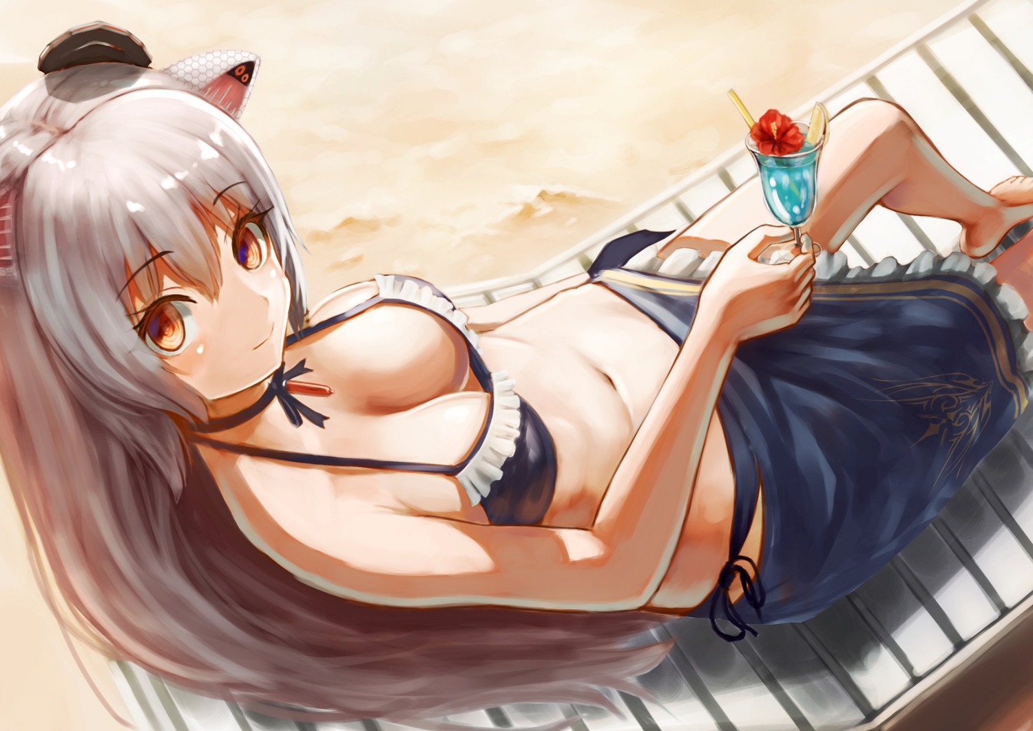 animal_ears bikini nekomimi shimogami_ataru swimsuits