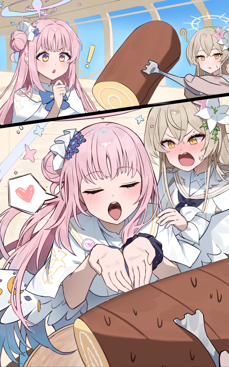 angel blue_archive dress gonggo kirifuji_nagisa misono_mika wings