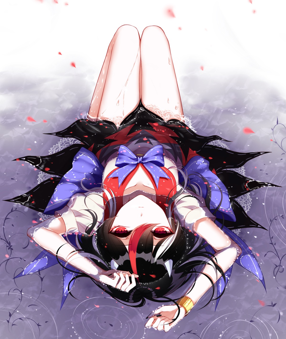 horns kijin_seija sheya touhou wet wet_clothes