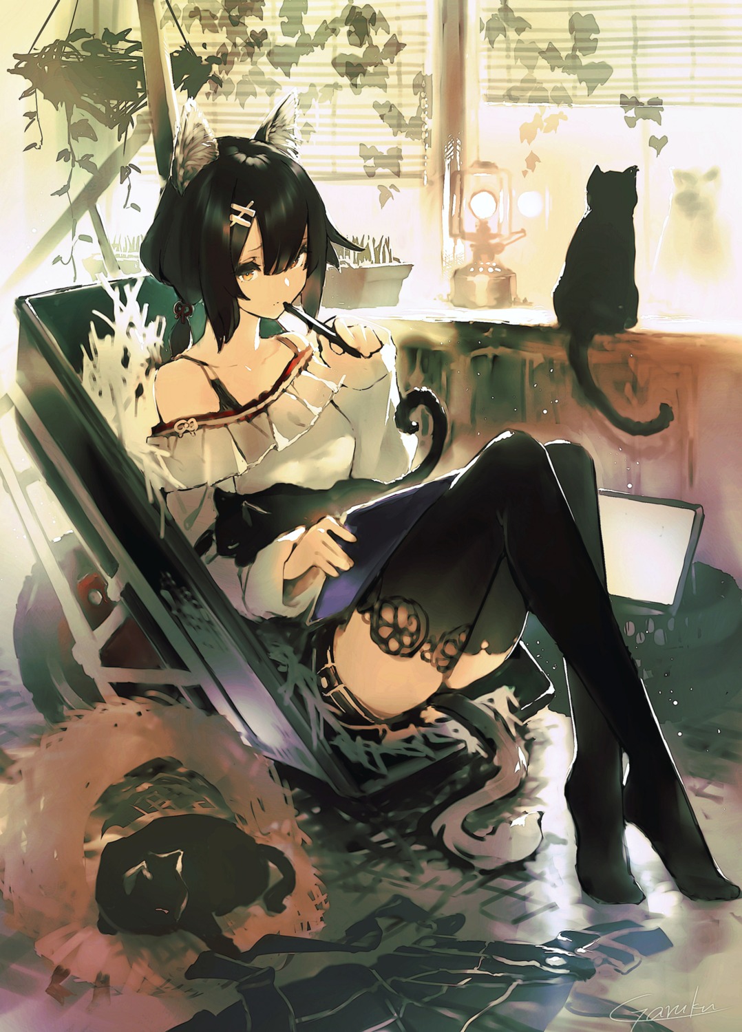 animal_ears garuku neko tail thighhighs