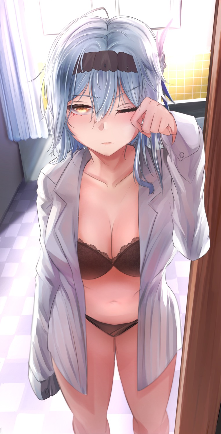 bra dress_shirt eula genshin_impact open_shirt pantsu taaakaaaa