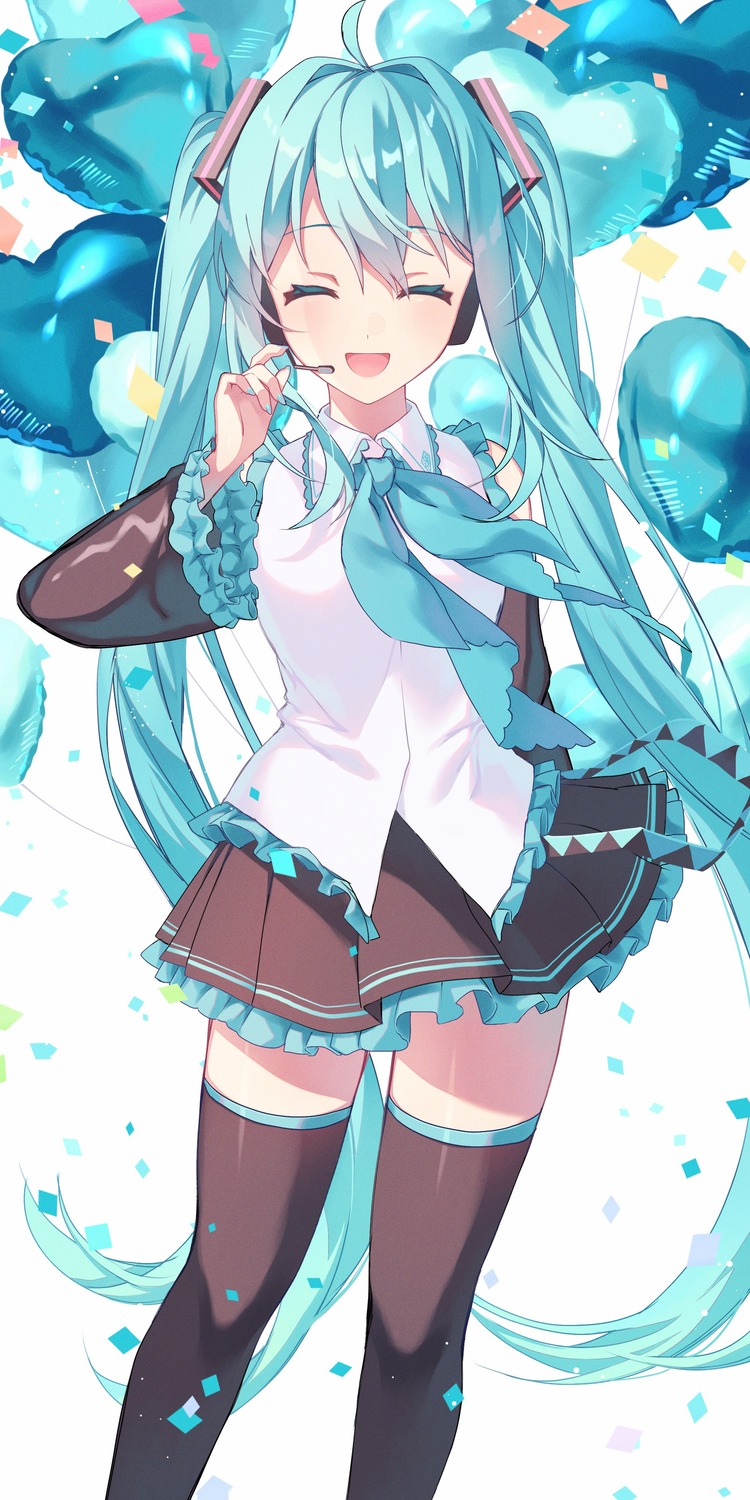 hatsune_miku headphones kurobikari thighhighs vocaloid