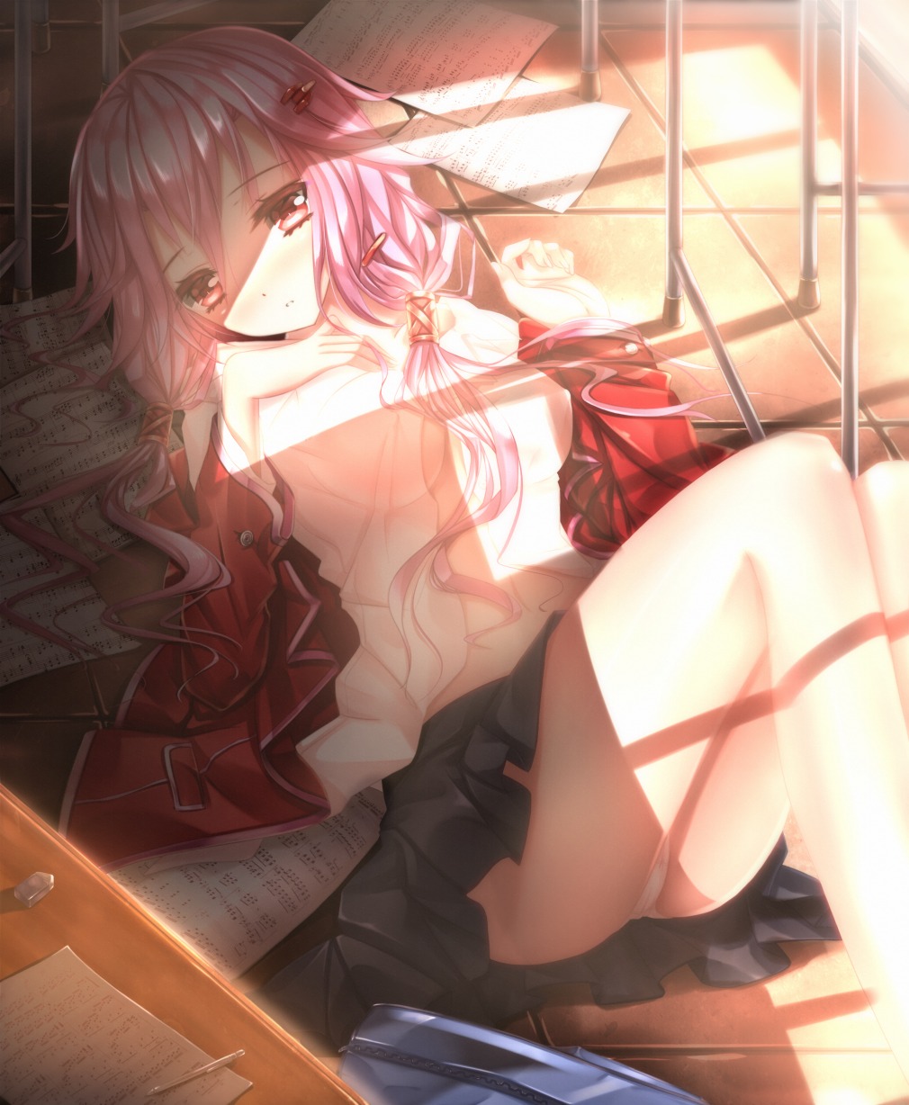 erect_nipples guilty_crown open_shirt pantsu seifuku swordsouls yuzuriha_inori