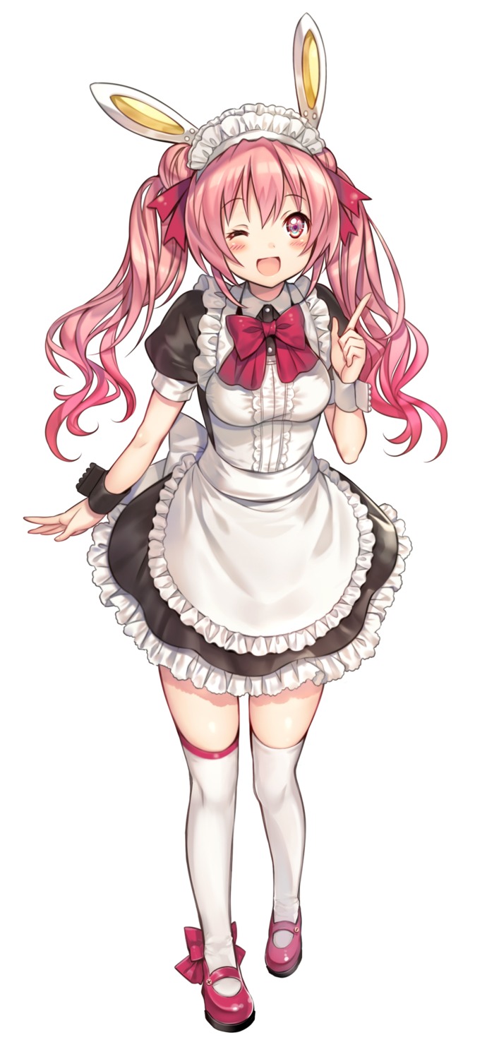 animal_ears bunny_ears madogawa maid thighhighs