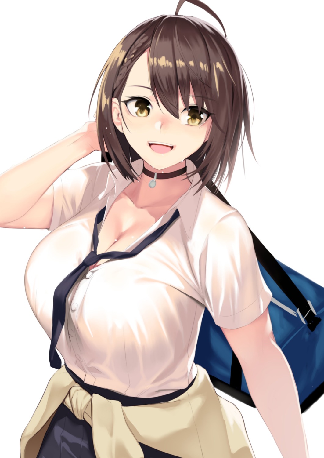 azur_lane baltimore_(azur_lane) cleavage gen_(black_factory) open_shirt seifuku sweater