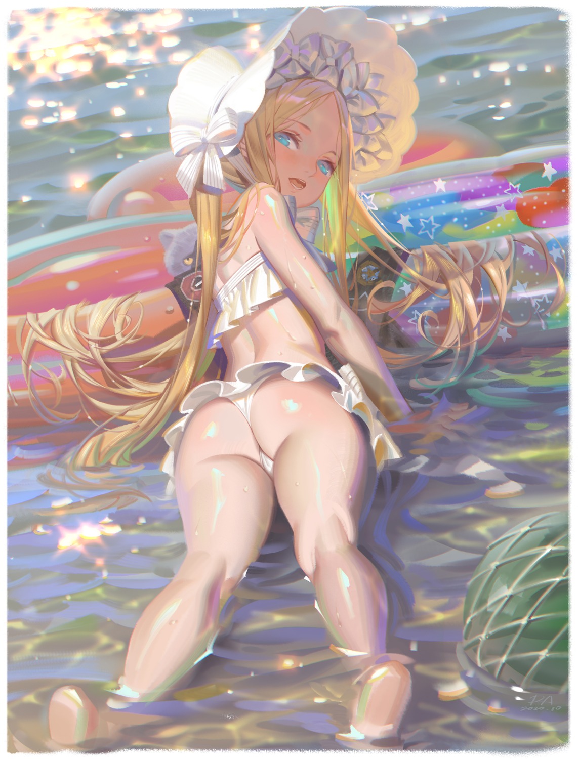 abigail_williams_(fate) alphonse ass bikini cameltoe fate/grand_order feet loli swimsuits thong wet