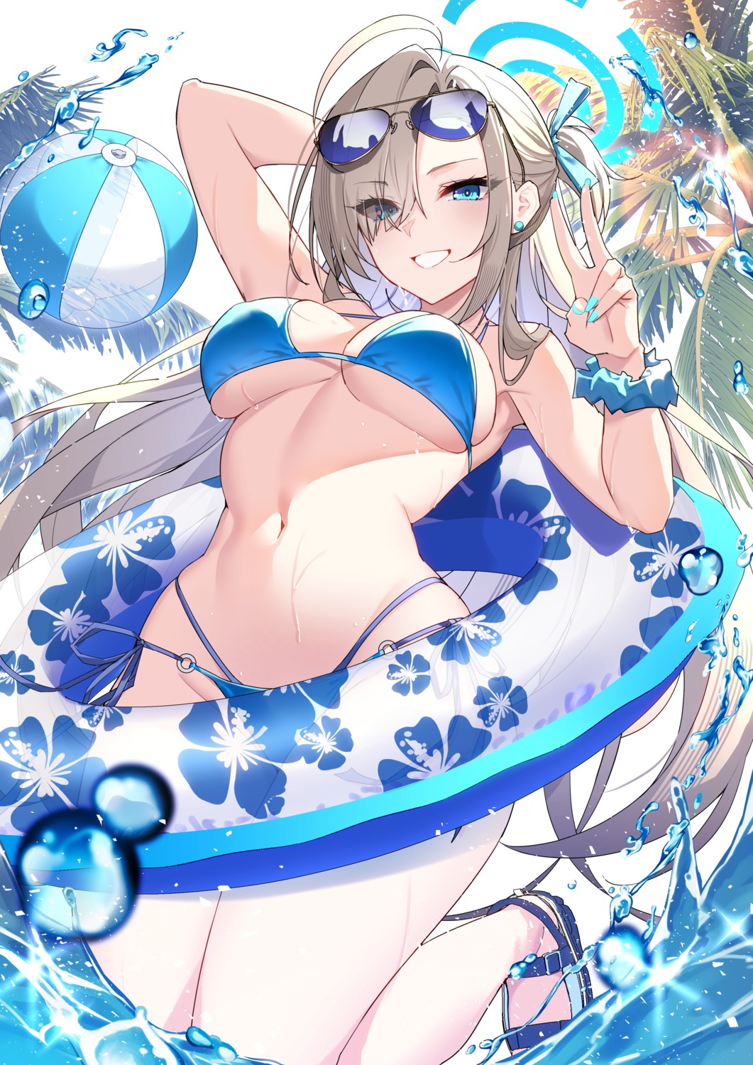 aosaki_yukina bikini blue_archive halo ichinose_asuna megane swimsuits wet