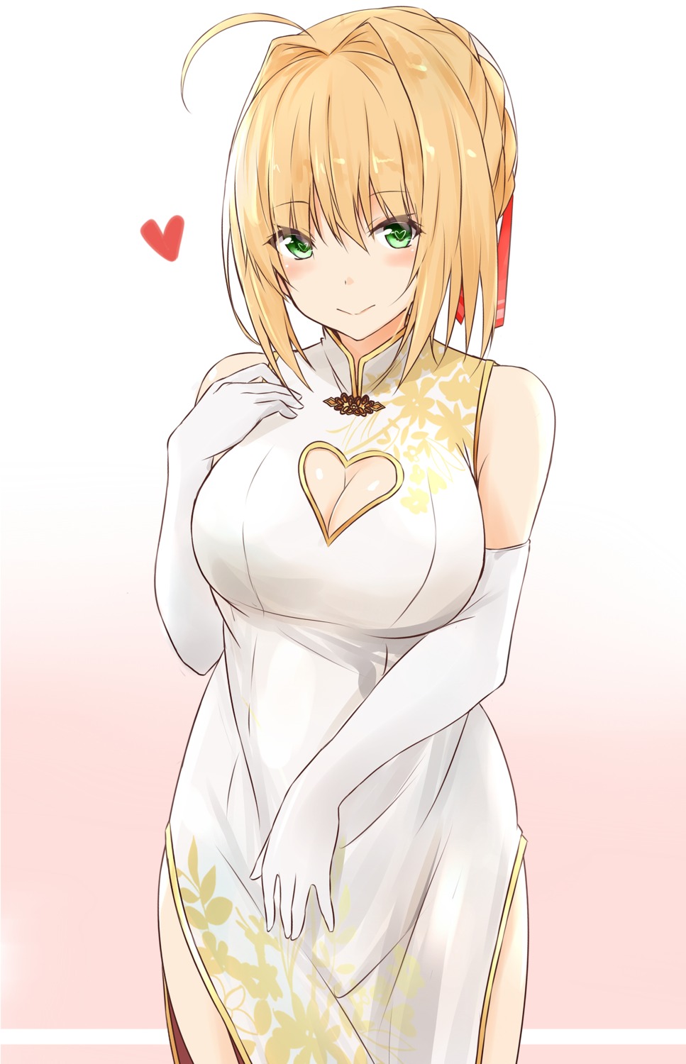 chinadress cleavage fate/extra fate/grand_order fate/stay_night saber_extra saku_(kudrove)