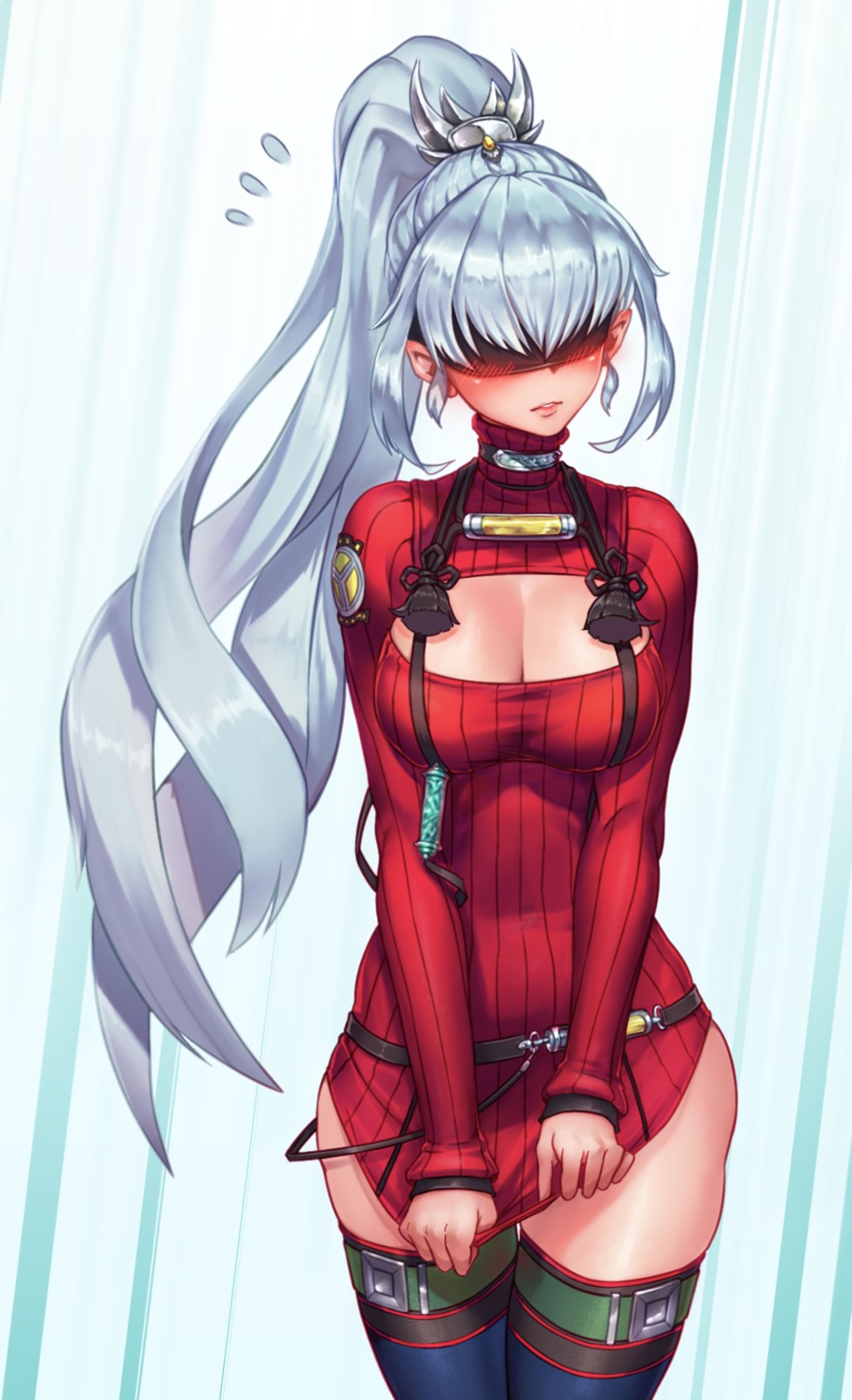 cleavage doha_skylightscent dress sweater thighhighs