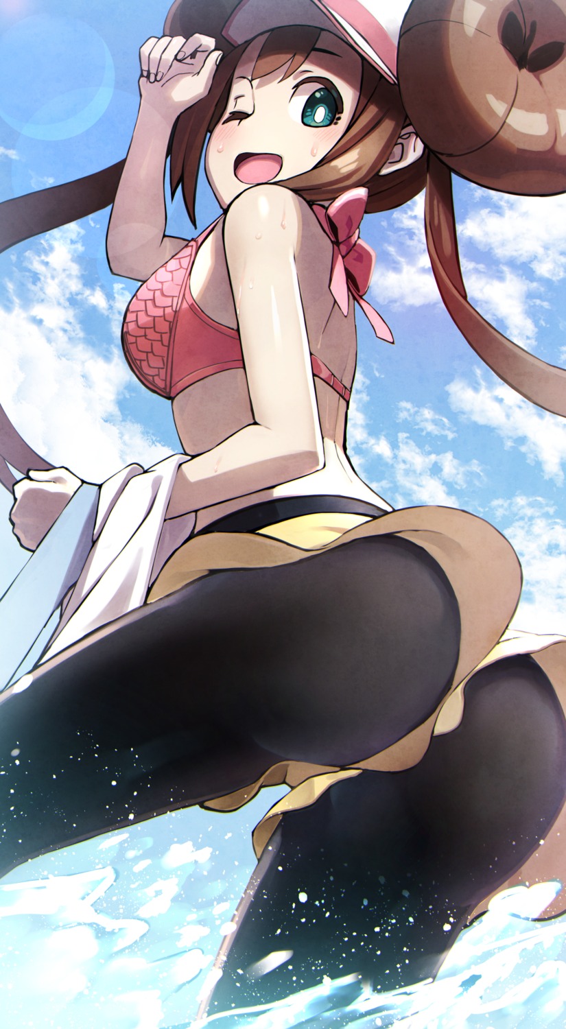 ass bra mei_(pokemon) pantyhose pokemon pokemon_b2w2 tokumaro wet